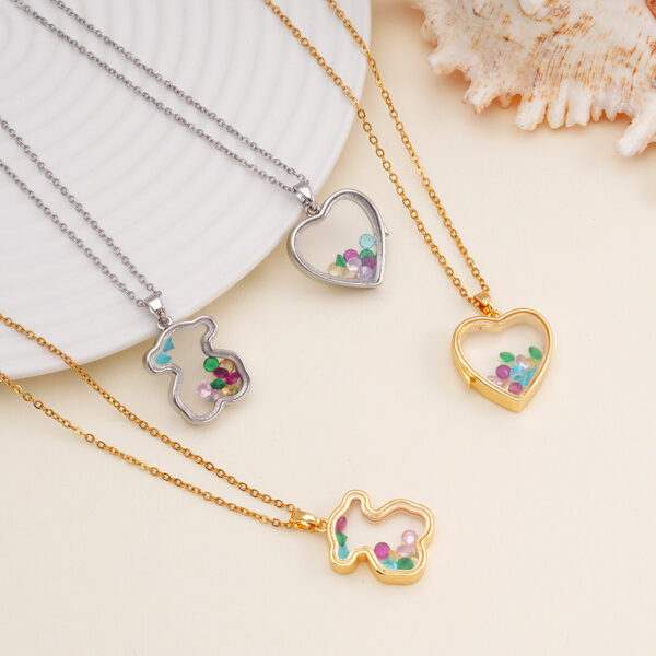 Wholesale Love Bear Necklace Copper Gold Plated Zircon Vintage Pendant Clavicle Chain