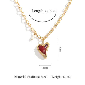 Acrylic love stainless steel necklace + red
