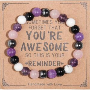 Amethyst + white chalcedony bracelet