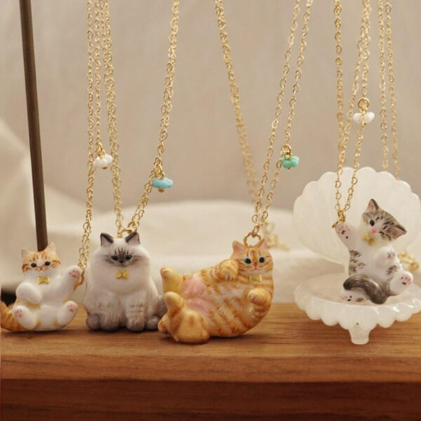 Wholesale Animal series oil drop cute cat oil drop pendant necklace