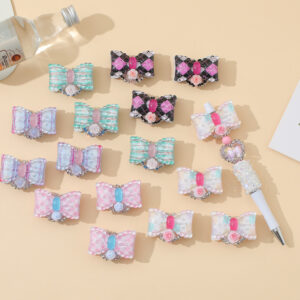 Wholesale 10pcs Cute Printed Bow Beaded Accessories DIY Beads