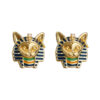 Wholesale Cat Head Pharaoh Enamel Dripping Glaze Painted Silver Needle Earrings