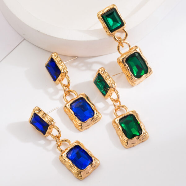 Wholesale Square colored diamond studded flamingo earrings