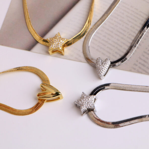 Wholesale 18k gold-plated micro inlaid zircon heart-shaped star pendant necklace