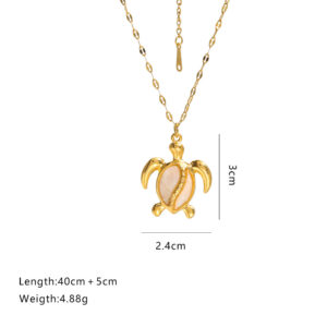 Golden necklace-white shell turtle g5