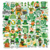 Wholesale 50pcs St. Patrick's Green Clover Hat Series Waterproof Vinyl Stickers
