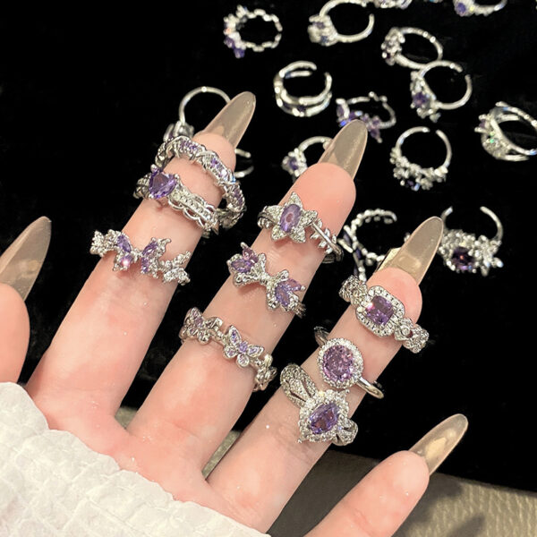 O1CN01E00u8U1kPCfM2S2oX_2215803244675-0-cib Wholesale Sweet Cool Geometric Purple Diamond Open Ring
