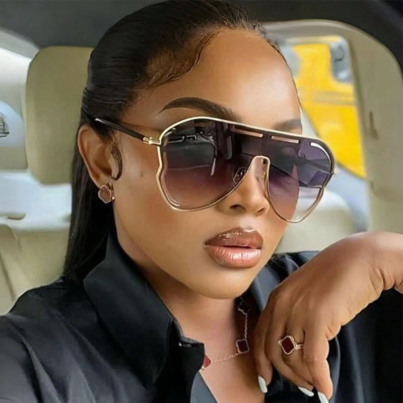 Wholesale big frame sunglasses party sunglasses one-body lenses hollow sunglasses