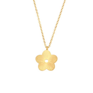 Striped geometric pendant necklace-flowers