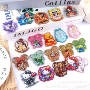 Wholesale 10pcs Cute cartoon animal glitter Acrylic Flatback
