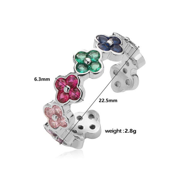 Wholesale Luxury Four-leaf Clover Opening Adjustable Ring