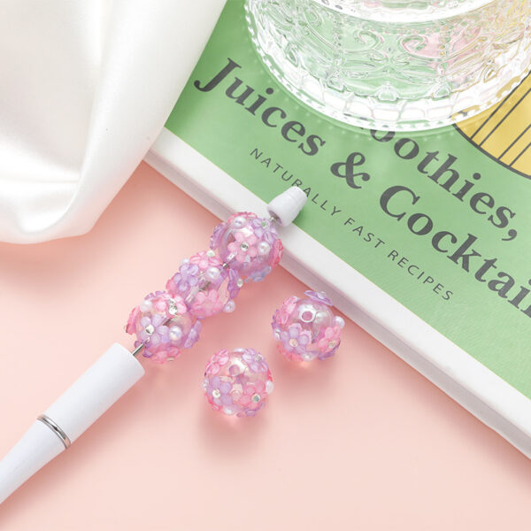 Wholesale 10pcs flower ball loose beads acrylic beads diy handmade beaded material