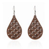 Wholesale Wooden Cut Out Fan-shaped Earrings Geometric Drop-shaped Earrings