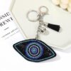 Wholesale velvet diamond devil evil eyes key chain small tassel