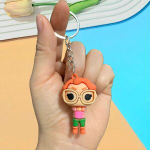 Strange plush toy keychain - glasses and pink shirt / 5.4*3.8
