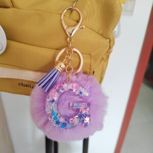 Purple Letter Hair Ball Pendant/G