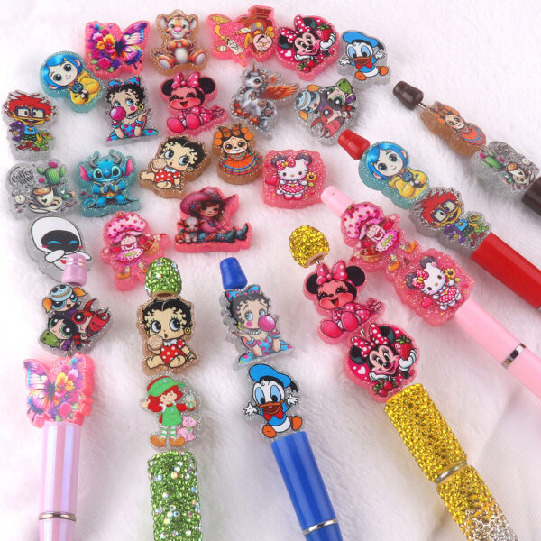 Wholesale glitter cartoon straight-hole DIY acrylic beads OLY Exclusive