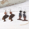 Wholesale Black History African Style Queen Head Pendant Wooden Double-Sided Earrings