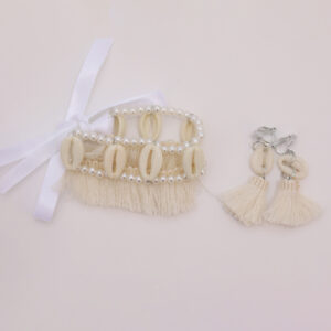 Milk white ribbon + earrings