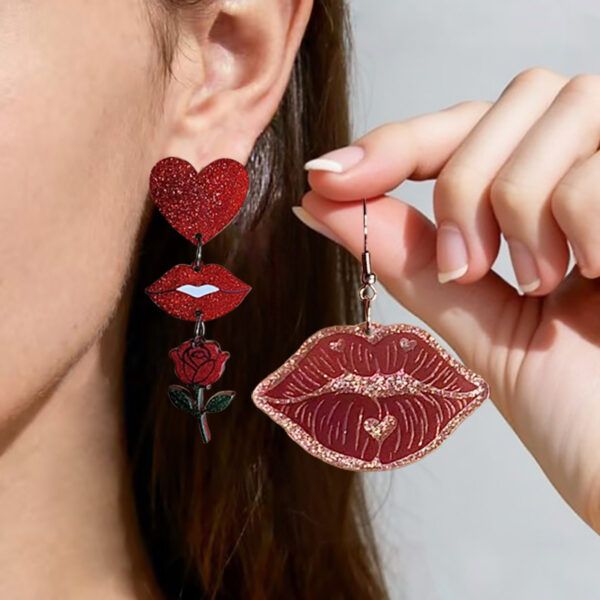 Wholesale Valentine's Day Earrings Love Lips Rose Acrylic Earrings