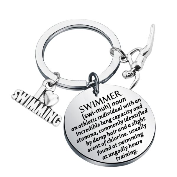 Wholesale Swimming Stainless Steel Keychain Backpack Pendant