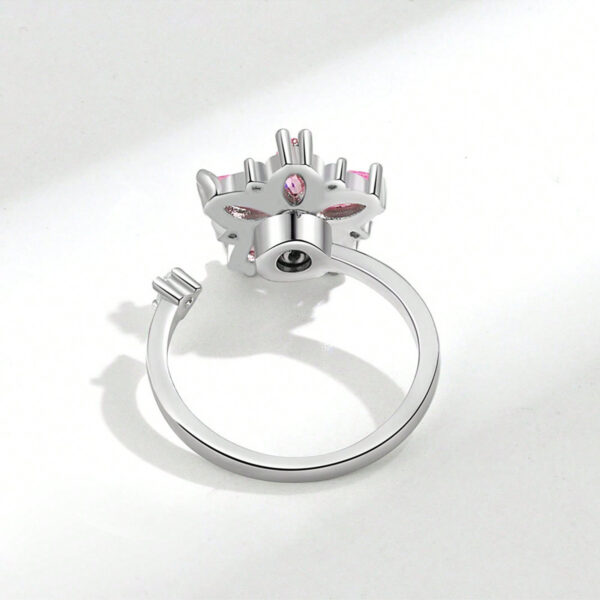 Wholesale Flower Pink Copper Inlaid Zircon Adjustable Open Ring