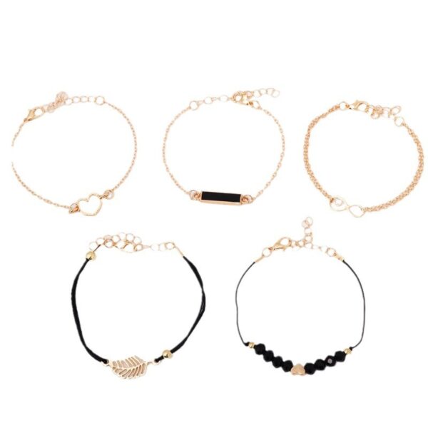Wholesale 8-character element black geometric square leaf bracelet