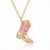 Wholesale Pink Gold Sweet and Cool Western Cowboy Hat Zirconia Pendant Necklace