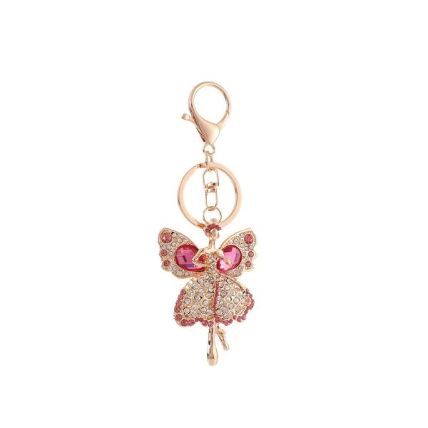 Wholesale Spread Butterfly with Water Diamond Metal Keychain