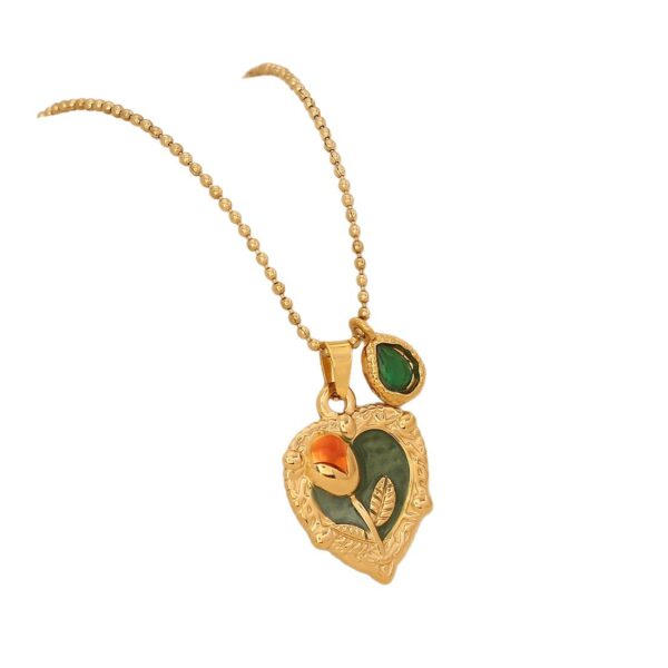 Wholesale Rose Heart-Shaped Pendant Necklace Retro Accessible Luxury Necklace