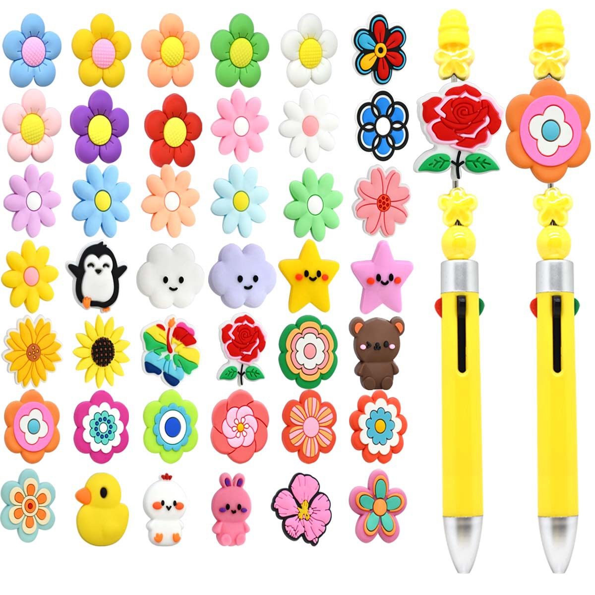 Wholesale Random Colored Flower Shaped Focal Beads