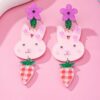 Wholesale Easter Pink Purple Rabbit Easter Egg Acrylic Earrings