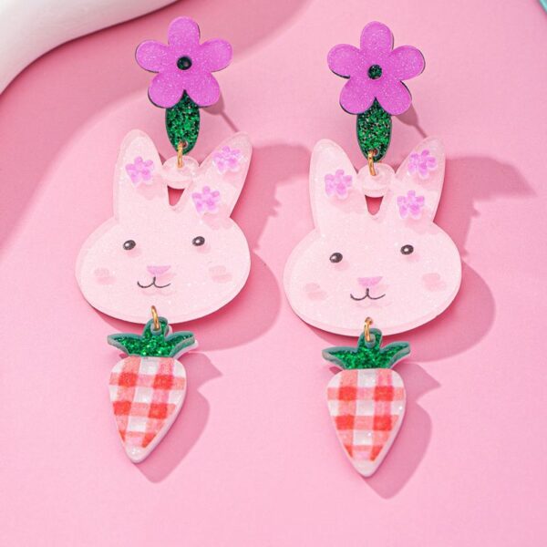 Wholesale Easter Pink Purple Rabbit Easter Egg Acrylic Earrings