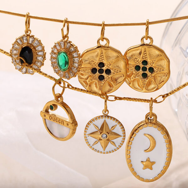 O1CN01ECtWPM1F2WxpwFsom_2216476030429-0-cib Wholesale Zircon Inlaid Starfish Round Stainless Steel Necklace Pendant