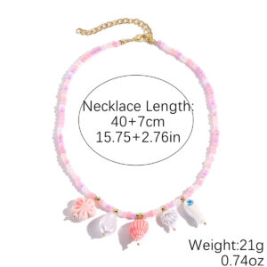 N2505-28 Pink White Rice Pearl Ceramic Conch