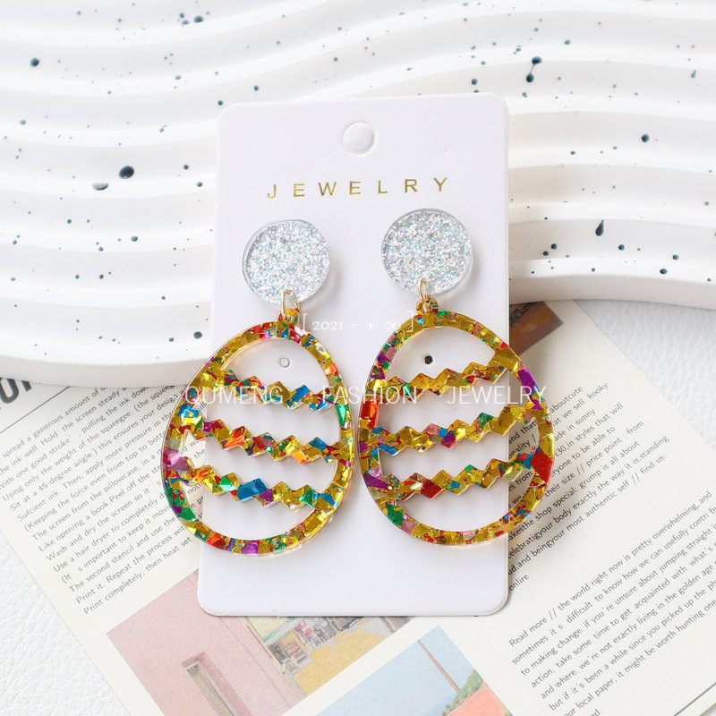 Wholesale Easter glitter Easter e acrylic earrings