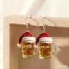 Wholesale 2026 Christmas Beer Mug Earrings