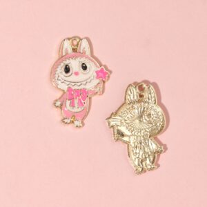 Labubu hand holding star pink, height 3.1cm, width 2cm, weight 2.15g