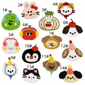 Cartoon animal cloth stickers set of 14 pieces