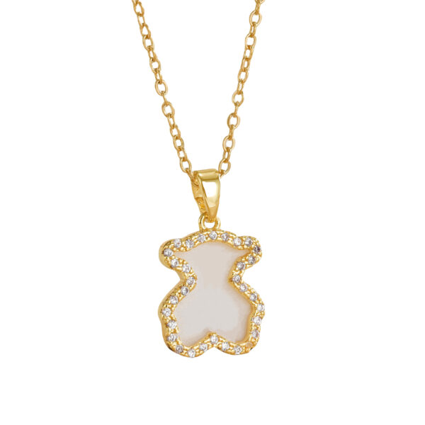 Wholesale Acrylic Cute Bear Titanium Steel Necklace