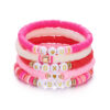 Wholesale Love Soft Ceramic Valentine's Day Pink Acrylic Letter Bracelet