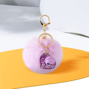 Purple pom pom keychain