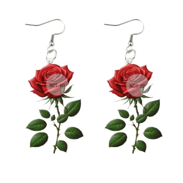 Wholesale Valentine's Day Red Rose Acrylic Earrings