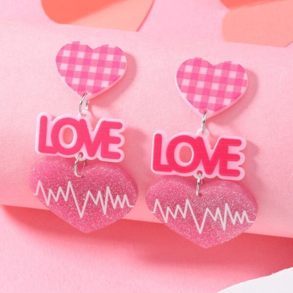 Wholesale Love Sparkling Heart shaped Acrylic Earrings for Valentine's Day