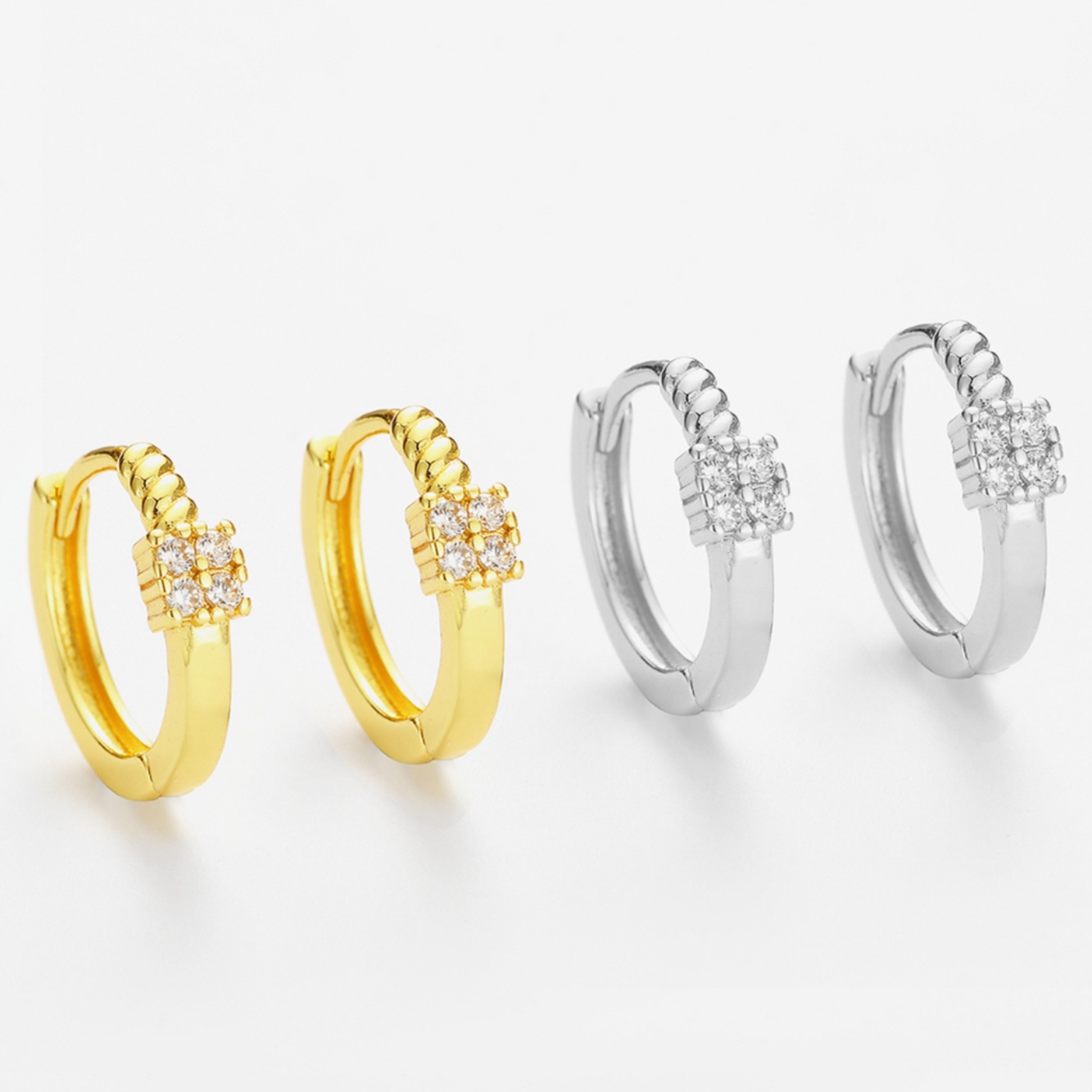 Wholesale Diamond-studded geometric twist earrings, unique and elegant women's ear cus