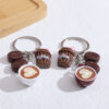 Wholesale Creative coffee cup cute coffee bean keychain