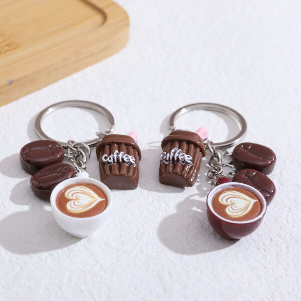 Wholesale Creative coffee cup cute coffee bean keychain