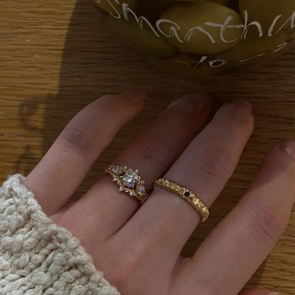 Wholesale Palace Style Full Diamond and Wire-drawing Carving Gold Ring