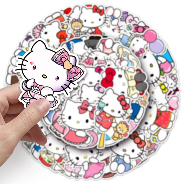 Wholesale 50 kitty cat graffiti stickers personalized cross-border cartoon cute Sanrio decorative mobile phone luggage stickers
