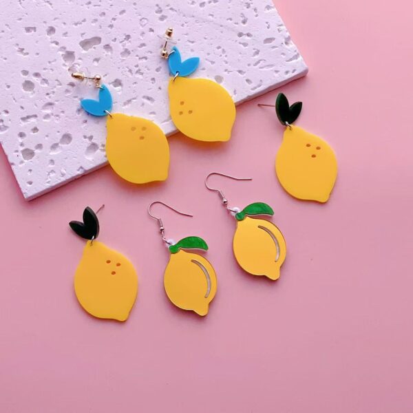 Wholesale Yellow Lemon Summer Vacation Acrylic Earrings